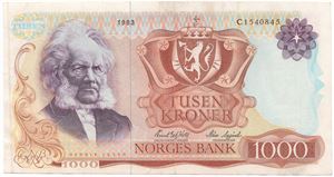 1000 kroner 1983 C.1540845. Kv.1+