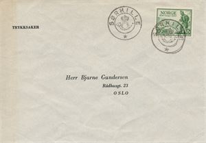 Kronet Posthorn SØRHILLE (RO / 7) Bra avtrykk på trykksakbrev frankert med NK 360