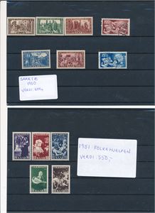 SAARLAND o Mi 297-98, 1949 UPU (€ 320) + 299-303 og 309-13, Volkshilfe 1950-51, 2 hengslede serier (€ 140 for xx)