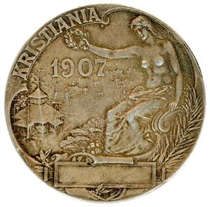 Det 12te Almindelige Norske Landbrugsmøde Kristiania 1907. Sølv. 35mm. S&H.311. 01