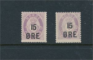 Nk 92a-b xx. 15øre 4sk, begge farger (Hk 375)