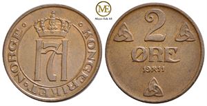 2 øre 1911 Haakon VII. Kv.0/01