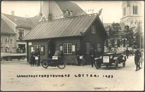 Landsskytterstevnets Lotteri 1923 (Kristiansand). Liten hjørnebøy, nede til høyre. K-2