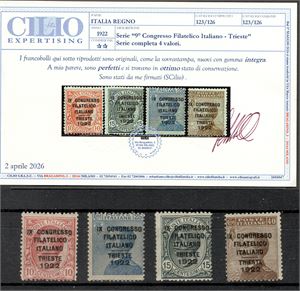 ITALIEN 1922 Mi 153-155** komplett serie med övertryck "Congresso Filatelico Italiano-Trieste 1922".