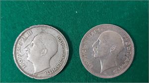 BULGARIEN Boris III två silvermynt 100 Leva 1930 (20 gr, 0.50 ag, kv. 1) samt 100 Leva 1937  (20 gr, 0.50 ag, kv. 1+)