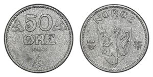 50 Øre 1945 Z kv 0