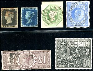 Great Britain. A collection in a stockbook. Many of the rare stamps are included, but some mixed quality.