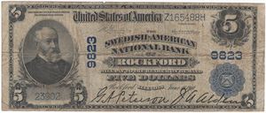 5 dollar 1902 Swedish American national bank. K.1-