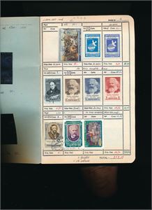 SOVJET x/o utvalgshefte 1952-60 med mange merker. Første og siste side avbildet