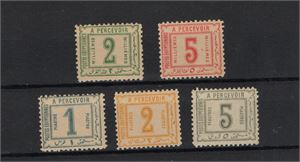 EGYPTEN 1888  Mi 10-14 P* , lösenserien kpl.* (Mi € 870)
