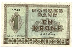 1 krone 1948 M.4112262. Kv.0/01