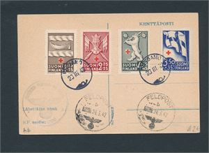 FINLAND Postkort stemplet "PETSAMO 23 III 42" + tysk feltpoststempel "24.3.42". Ikke adressert