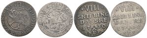 8 skilling 1730 Frederik IV og Christian VI. NMD.43 og NMD.18