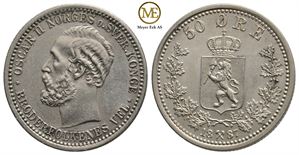 50 øre 1887 Oscar II. Kv.01-0/01