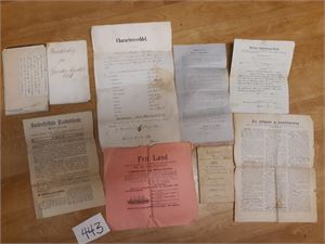 DIVERSE 1800-TALLET Karakterbok/seddel, brev, almanakk 1895 og noen papirer angående emigrasjon til USA. Mulig interessant for lokalhistorikere