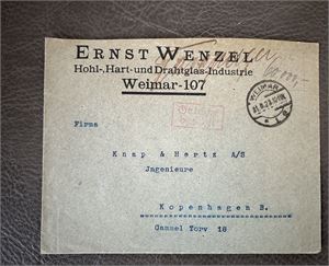 REICH-BREV Inflasjonsbrev stemplet "WEIMAR 31-8-23" til København. Håndskrevet porto 60000 Mark