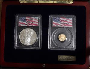 $1 & $5 2001 USA MS69 $1 Silver Eagle & $5 Eagle (Ag)