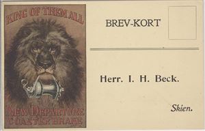 Reklame/Bestillingskort til I. H. Beck, Skien