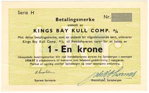 1 krone 1956/57 Kings Bay Kull Comp. Kv.0/01