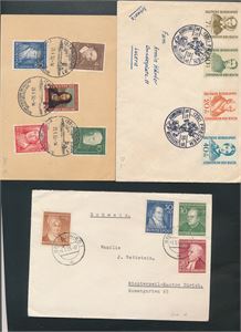 BRD-BREV 5 filatelistiske brev/kort 50-tallet inkl 2 førsteflyvninger. (Merkeverdi € 383 for 3 komplette serier)
