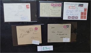 AUST-AGDER 5 brev inkl et stemplet "EVJEMOEN FELTPOST 12 XI 54"