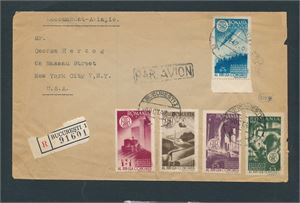 ROMANIA Rekbrev stemplet "BUKURESTI 9 OCT 47" til New York ankomststemplet "18.10.1947"