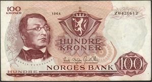 100 kr 1964, serie Z 0421612. Erstatningsseddel. 1