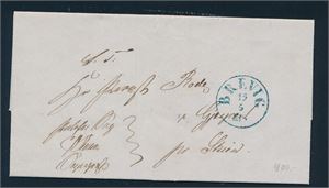 Portofritt brev med blått "BREVIG 15-5-1854"