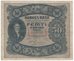 50 kroner 1927 A.9168257. Kv.1-
