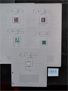VERDENS FØRSTE FRIMERKER 5 merker fra Samlerhuset. 2 fra Berlin og 1 BRD er xx, Cook Islands er hengslet og Thurn und Taxis er brukt