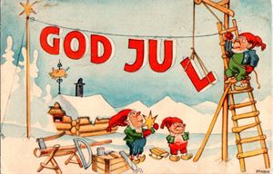 SPANGE. Nisser ordner til jul. Stpl. 1936 (Damm). Kv. 1-2