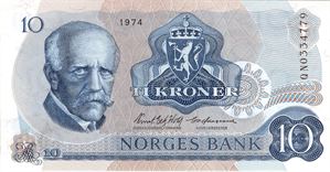 10 kroner 1974 QN erstatningsseddel. Kv.0
