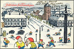 Julehilsen fra Trondhjem. Ikke sendt. K-1