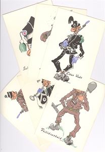 Militær Lot Leif Henrichsen, Garden 6 ulike humorkort   UB