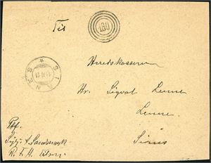 5 øres Brevkort, anert med 4-rings "85" (Agnefest, Lyngdal, VA) og sendt til Flekkefjord. Kortet er datert "Lyngdal 18de mai 1909".