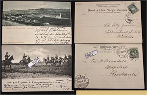 HILSEN FRA NERGAARDEN I AAMLI (Fryxell) og KONG OSCAR II PAA FELTMANÖVER, sistnevnte stemplet i Aamli 1903