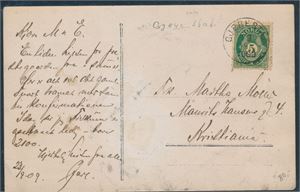 NK 76 på kort med pent enrings "Gjerestad 23-9-1903". Liten brekk i kortet