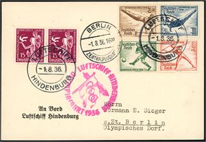 One envelope and one card, both sent with Luftschiff Hindenburg "1.8.36".
