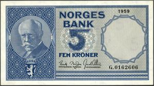 5 kroner 1959, serie G.0162606. 1