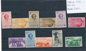 ITALIA x Mi 532-42, 1935 Bellini (€ 100 for x)