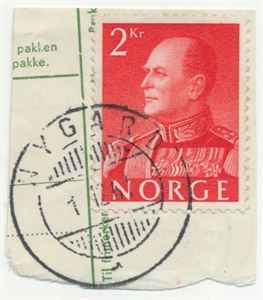 Hjelpestempel NYGARD (OP) HJ-SA 1 12 61 på klipp med NK 471.