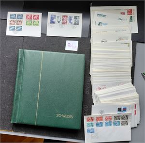 SVERIGE Vesentlig brukt samling til 1969 i LT klemperm og ark med lommer. Medfølger bunke 8cm med FDC, de fleste fra 70-tallet