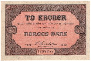 To kroner 1922 No.1288258. Kv.0/01