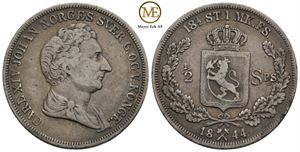 1/2 speciedaler 1844 Carl XIV Johan. Kv.1