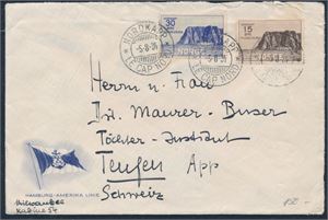 Nk 181,183 på brev st "Nordkapp 5-8-34". 45ø porto til Sveits.
