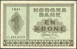 1 krone 1941, serie C.4012459. 01