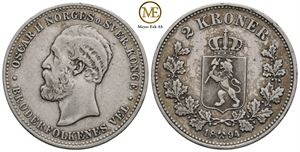 2 kroner 1894 Oscar II. Kv.1/1+