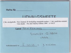 New Zealand utvalgshefte med 83 merker og 3 miniark **/st.  (Verdi oppgitt 1500.-