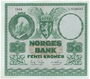 50 kroner 1958 C.9320165. Kv.01