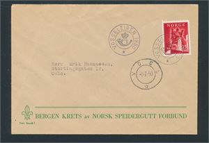 SPEIDERLEIR Brev med Nk 384 kph "VOSSELEIREN 1950" sidestemplet "VOSS 8-7-50" (Grad 7)